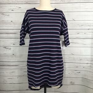 LULAROE IRMA - Dark Blue with Red Light blue and White thin stripes XXS